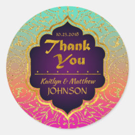 Arabische Nächte Bollywood Danke Label Runder Aufkleber