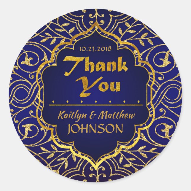 Arabische Nächte Bollywood Danke Label Runder Aufkleber (Vorderseite)