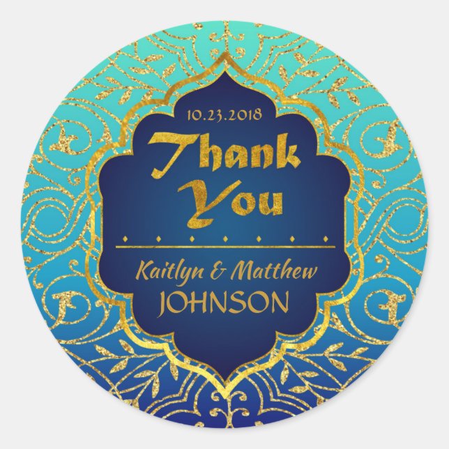 Arabische Nächte Bollywood Danke Label Runder Aufkleber (Vorderseite)