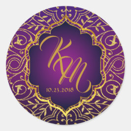 Arabische Nächte Bollywood Monogram Wedellabel Runder Aufkleber