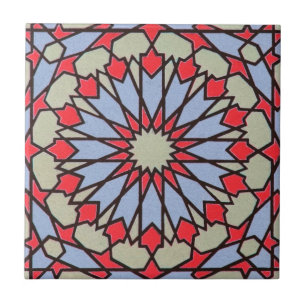 Arabische Nahöstliche Fliese Geometrisch Rot Blau