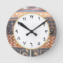 Arabische Numeruhr in Blau und Gold Runde Wanduhr
