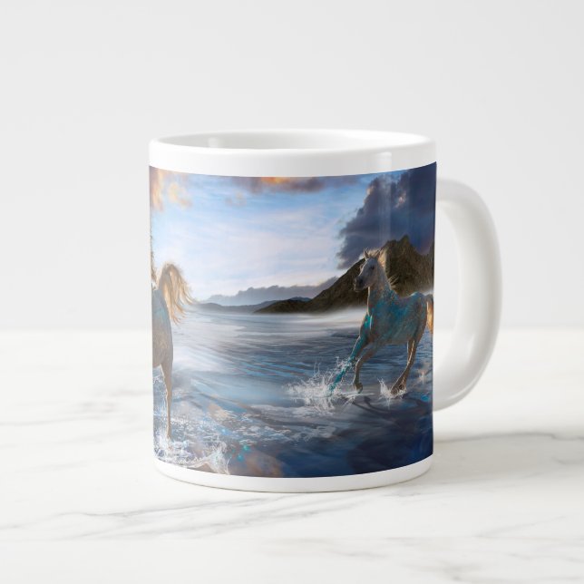 Arabische Pferde "Pferde von Stellar Island" Jumbo-Tasse (Vorderseite Rechts)