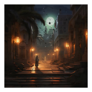 Arabische Stadt in der Nacht Fotodruck