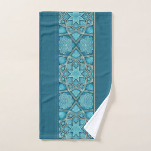 Arabische Türkisblaue Blumenmandala Handtuch