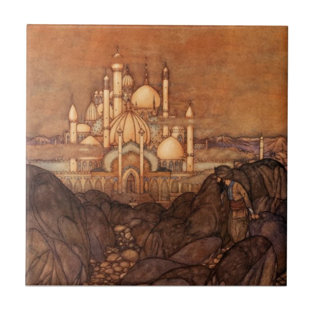 Arabische Vintage Geschichte Nachtedmund Dulac Fliese (Vorderseite)