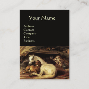 ARABISCHE ZEIT MIT PFERDEN, ANDEREN TIEREN, schwar Visitenkarte