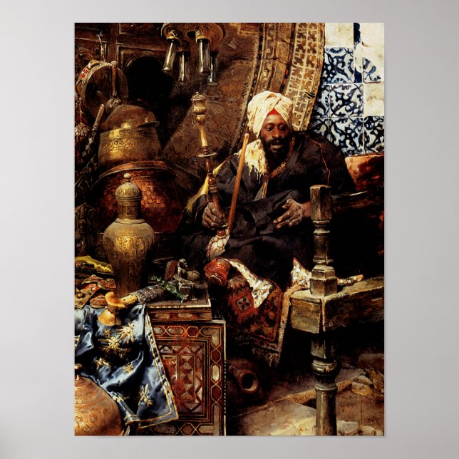 Arabischer Händler unter seinen Antiquitäten Poster (Vorne)