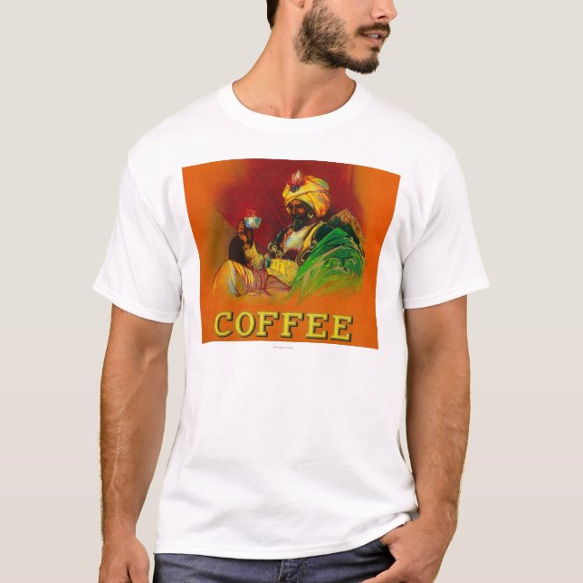 Arabischer Mann-Kaffee-Aufkleber T-Shirt (Vorderseite)