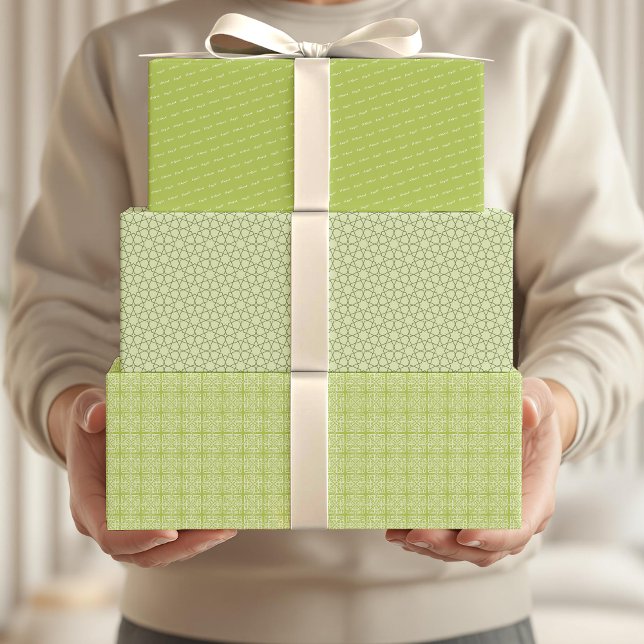 Arabisches Eid Mubarak Kids Green Star Zitat Geschenkpapier Set (Von Creator hochgeladen)