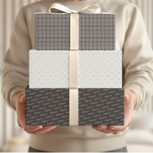 Arabisches Eid Mubarak Niedlich Black Star-Zitat Geschenkpapier Set