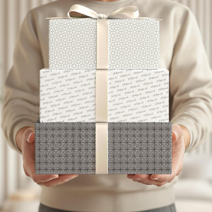 Arabisches Eid Mubarak Niedliches White-Star-Zitat Geschenkpapier Set