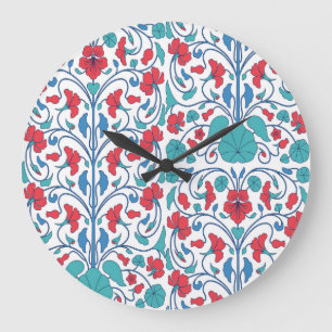 Arabisches florales nahtloses Vintage-Muster. Große Wanduhr