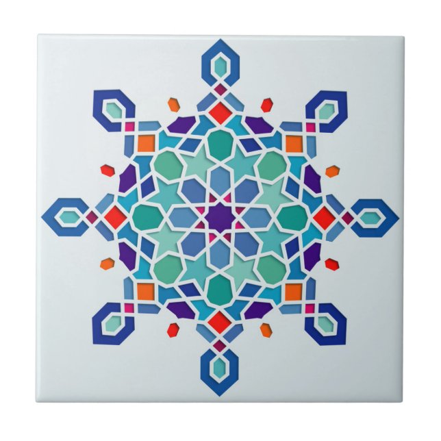 Arabisches geometrisches Muster rundes verziertes Fliese (Vorderseite)