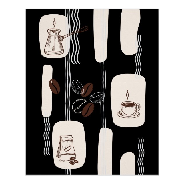 Arabisches Kaffee-Druckset, Boho-Küchenwandkunst Poster (Vorderseite)