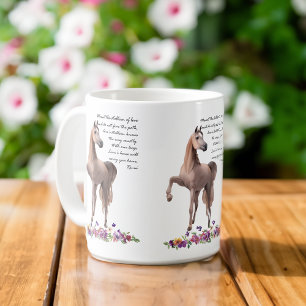 Arabisches Pferd und Rumi zitieren Tasse
