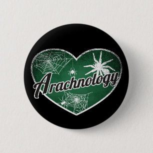 Arachnology Retro Heart Blackboard Liebe Button