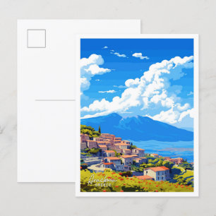 Arachova Griechenland Kunst Reise Vintage-Illustra Postkarte