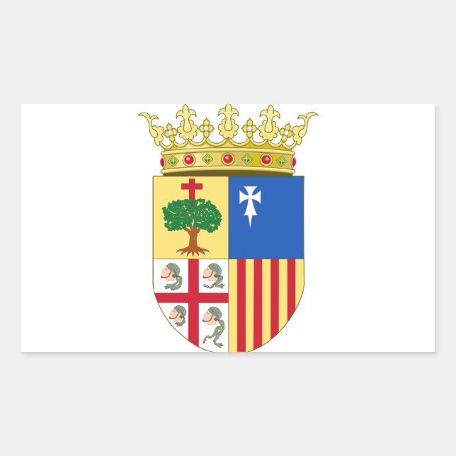 Aragon Coat of Arms (Spanien) Rechteckiger Aufkleber (Vorderseite)