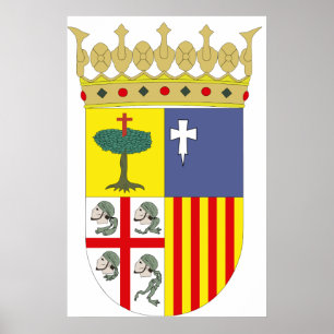 Aragón-Wappen Offiziell Spanien Symbol Heraldry Poster