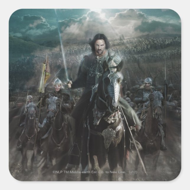 Aragorn Leading on Horse Quadratischer Aufkleber (Vorderseite)