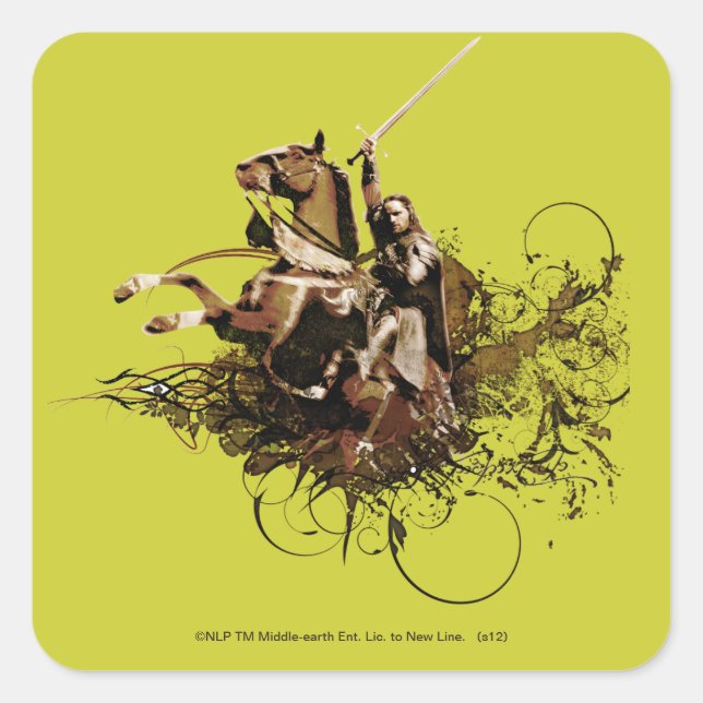 Aragorn Reiten Quadratischer Aufkleber (Vorderseite)