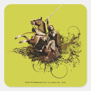 Aragorn Riding a Horse Vector Collage Quadratischer Aufkleber