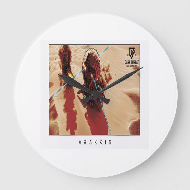 Arakkis Wall Clock, 25.4 cm Round Natural Wood Große Wanduhr (Vorderseite)