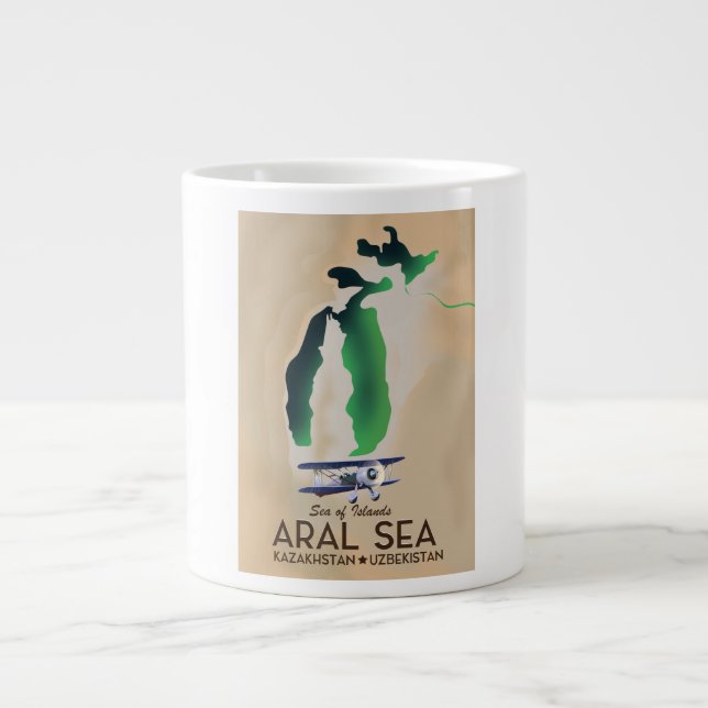 Aralsee-Reiseplakat Jumbo-Tasse (Vorderseite)