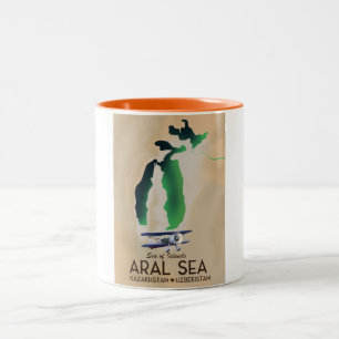 Aralsee-Reiseposterkarte Zweifarbige Tasse