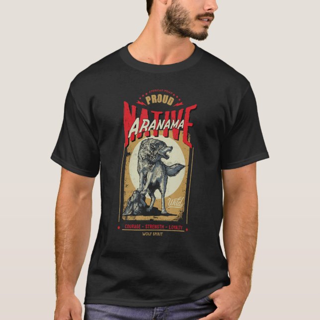 Aranama Native American Indian Born Wolf Spirit Re T-Shirt (Vorderseite)