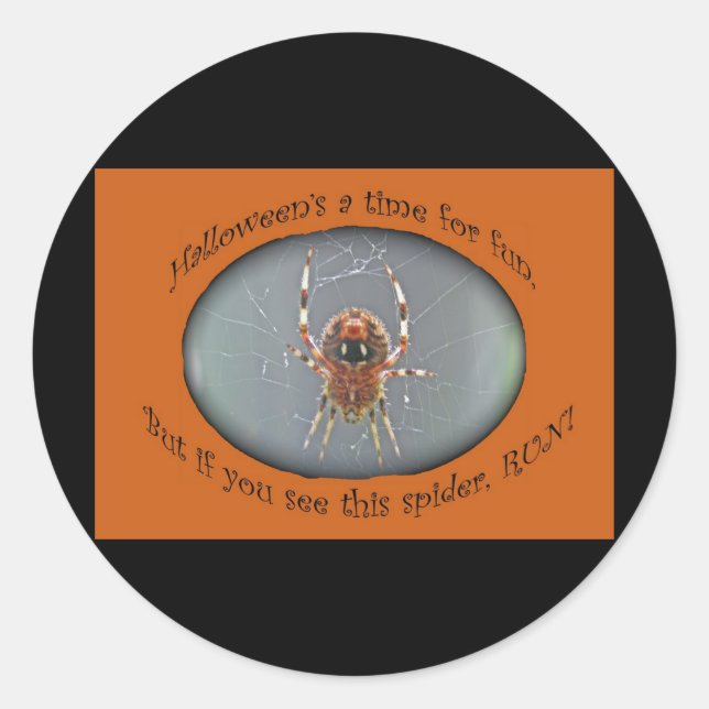Araneus Orb Weaver Spider Halloween-Sticker Runder Aufkleber (Vorderseite)