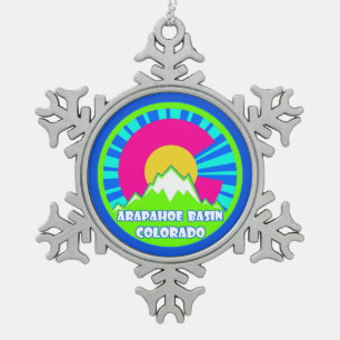 Arapahoe Basin Colorado Neonberge Schneeflocken Zinn-Ornament