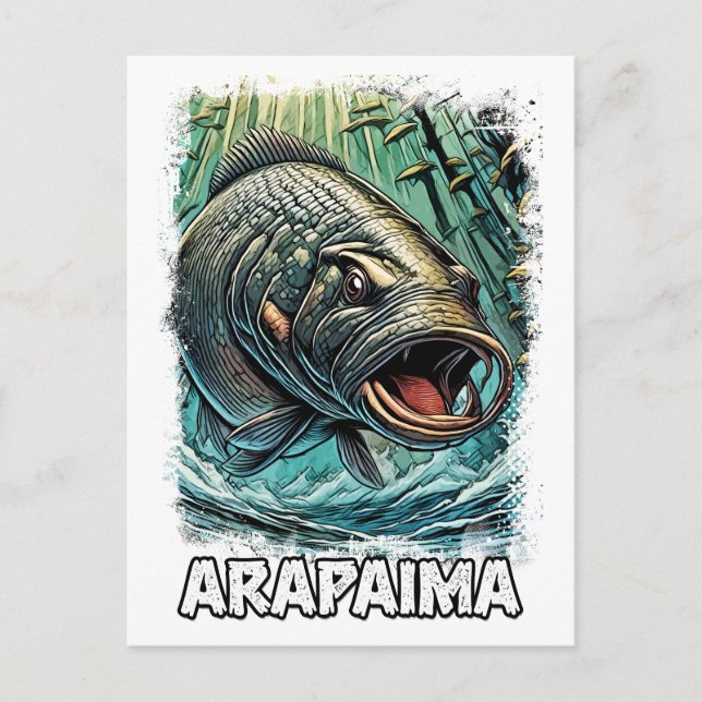 Arapaima Monster Fisch für EXTREME ANGLERS Amazon Postkarte (Vorderseite)