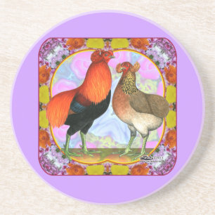 Araucana Chickens Art Nouveau Getränkeuntersetzer