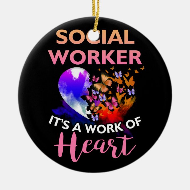 Arbeit der Sozialarbeiter im Bereich der Herz-Blum Keramik Ornament (Vorne)