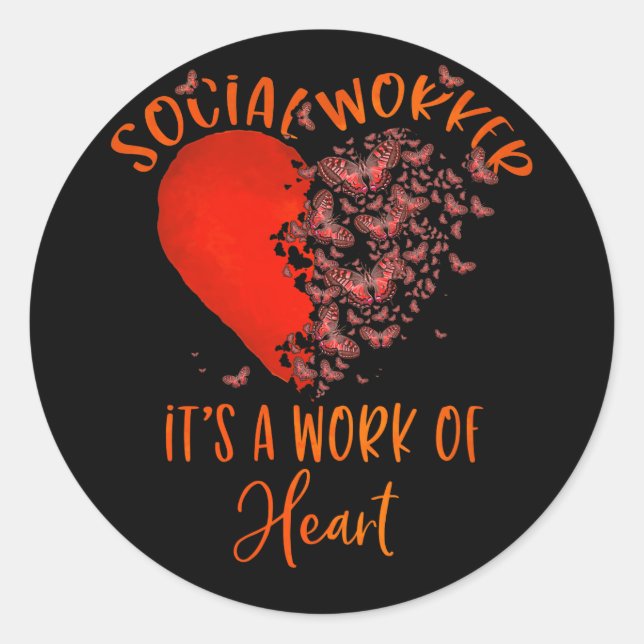 Arbeit der Sozialarbeiter im Schmetterling Runder Aufkleber (Vorderseite)