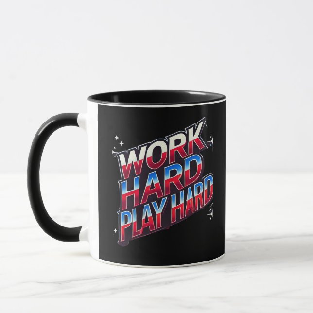 Arbeit hartes Spiel so hart - Motivierend Typograf Tasse (Links)