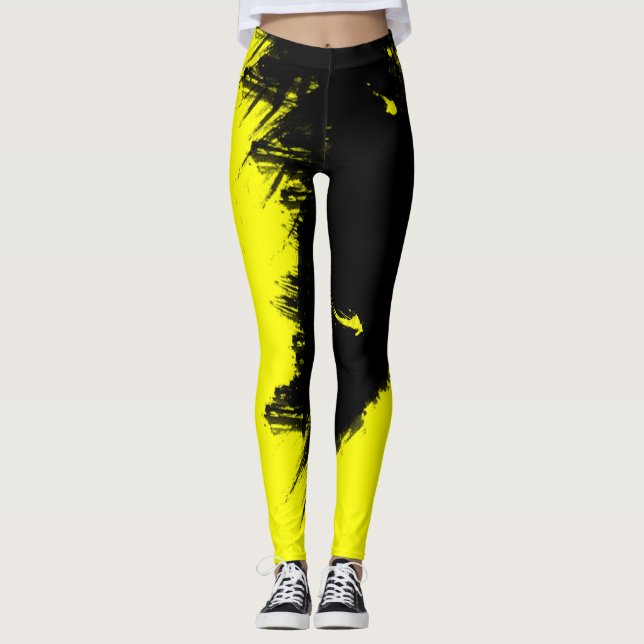 Arbeit in Progress gelb Leggings (Vorderseite)
