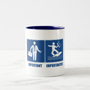 Arbeit ist wichtig, Kitesurfen ist wichtig Zweifarbige Tasse