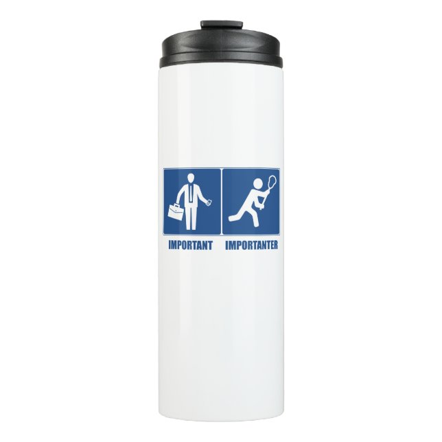 Arbeit ist wichtig, Lacrosse ist wichtig Thermosbecher (Vorderseite)