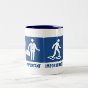 Arbeit ist wichtig Schneeschuhwandern ist wichtige Zweifarbige Tasse