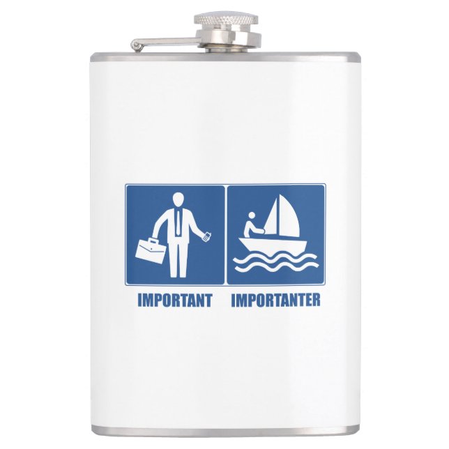 Arbeit ist wichtig, Segeln ist wichtig Flachmann (Vorderseite)