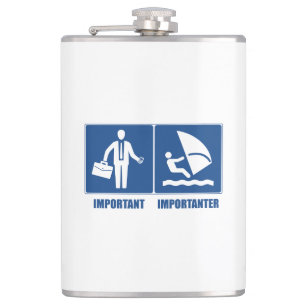 Arbeit ist wichtig, Windsurfen ist wichtig Flachmann