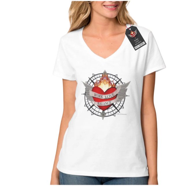 ARBEIT LIEBE BALANCE Kompass Design T-Shirt (Von Creator hochgeladen)