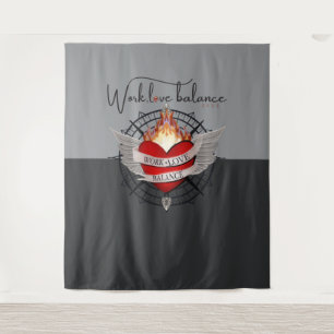 Arbeit, Liebe, Balance Kompass Design Wandteppich
