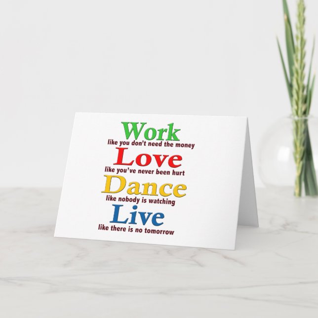 Arbeit, Liebe Tanz, Leben Karte (Vorderseite)
