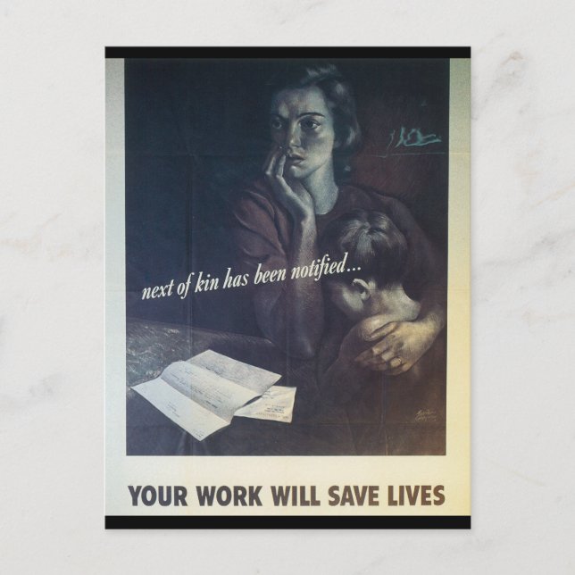 Arbeit Rette Leben im Zweiten Weltkrieg Postkarte (Vorderseite)