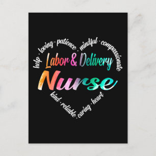 Arbeit und Lieferung Krankenpflege Herz Word Cloud Feiertagspostkarte