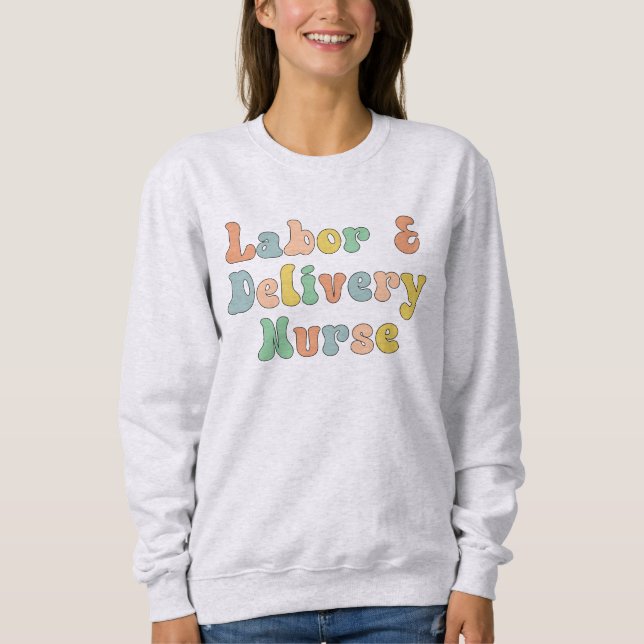 Arbeit und Lieferung Krankenwagen Groovy Retro Sweatshirt (Vorderseite)